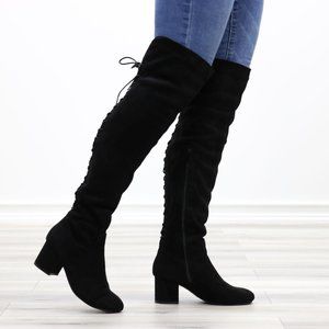knee high boots with laces in back